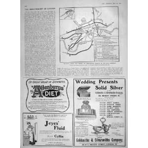  1905 LONDON MAP IMPROVEMENTS ENOS FRUIT SALT ALLENBURY 