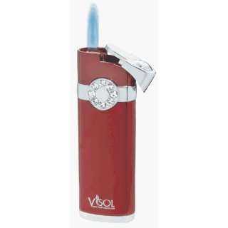  Visol Lydia Metallic Red Torch Flame Womens Lighter 