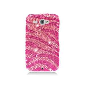  HTC ChaCha / Status Full Diamond Graphic Case   Hot Pink 