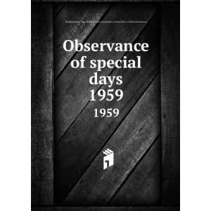  Observance of special days. 1959 North Carolina. Dept. of 