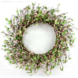 Boxwood & Pink Berry 22 Artificial Wreath 