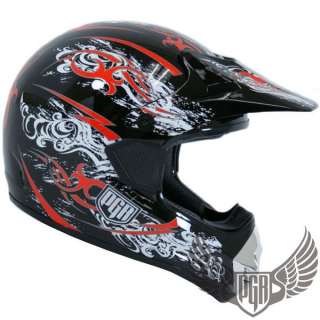PGR MX Motorcross Dirt Bike ATV Helmet Black Silver S  