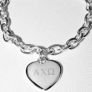 Sorority Alpha Chi Omega Heart Charm Bracelet