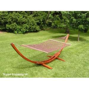  Deluxe Roman Arc Wood Hammock Stand + Two Person Brown 
