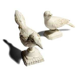  Strathwood Set of 2 Decorative Cast Iron Birds with White 