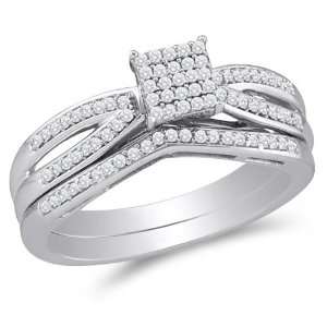  Size 12   10K White Gold Diamond Ladies Bridal Engagement 