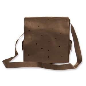  Brown Leather Flap Over Messenger Bag Jewelry