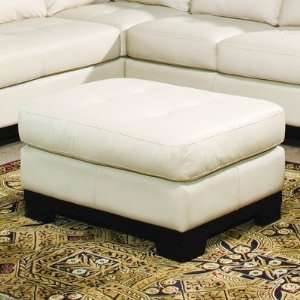  Malta All Leather Ottoman in Ivory Leather Ivory