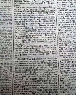 1862 EMANCIPATION PROCLAMATION Abraham Lincolns Speech Civil War Old 