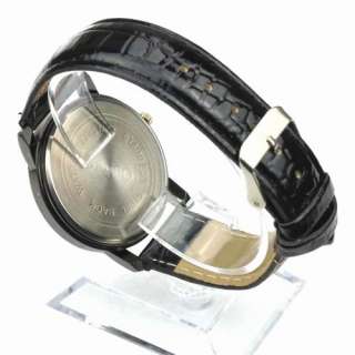   PU Leather Mystery Black Analog Type Unisex Wrist Bangle Watch Wl298