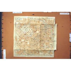  MAP 1913 STREET PLAN TOWN MILANO ITALY PARCO CASTELLO 