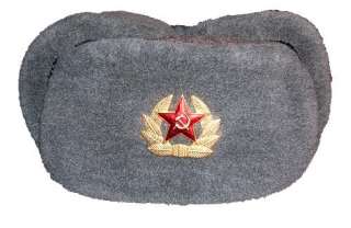 Mens Russian UUSR Army Soldier Military Gray Ushanka Faux Fur Gift Hat 