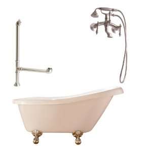   Feet, Drain and Wall Mount Faucet with Hand Shower and Lever Handles