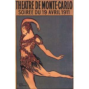  DANCE BALLET THEATRE SHOW MONTE CARLO 1911 VINTAGE POSTER 