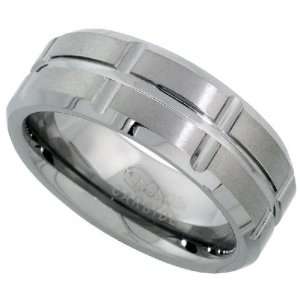 Tungsten Carbide 8 mm (5/16) Comfort Fit Flat Band, Brushed finish w 