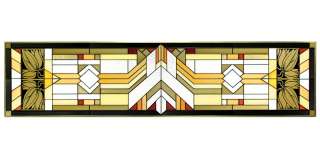 Mission Style Craftsman Color Art Glass Window Panel Geometric  