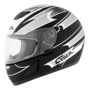  Cyber Helmets US 32C ATAC FBLK_SIL_WHITE LG MOTORCYCLE 