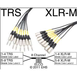  Mogami 2932 8 Ch TRS 1/4 to XLR M Snake with ELCO 