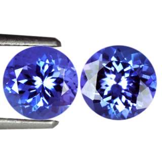 83 cts Natural AAA+ Top Blue Tanzanite Gemstone Round Cut Rare Pair 
