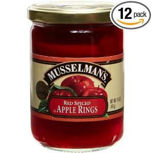 Musselmans Red Spiced Apple Rings, 14.5 Ounce Glass Jars (Pack of 12 