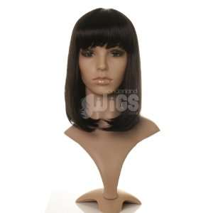 Mid Length Black Straight Ladies Wig     With Fringe   Premium Quality 