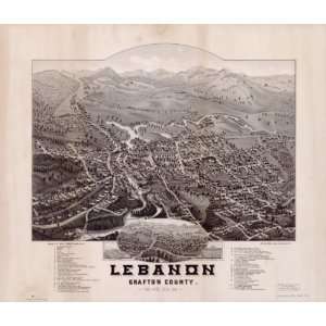  1884 Lebanon New Hampshire, Birds Eye Map