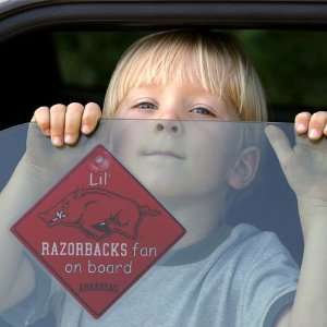  NCAA Arkansas Razorbacks Lil Fan On Board Car Sign 