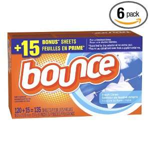  Bounce Sheets, Fresh Linen, 135 count Boxes (Pack of 6 