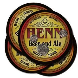  HENN Family Name Beer & Ale Coasters 
