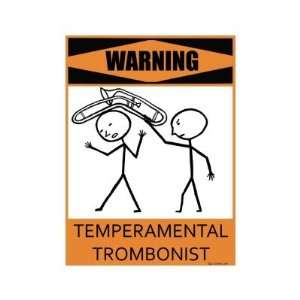    Warning Temperamental Trombonist Buttons Arts, Crafts & Sewing