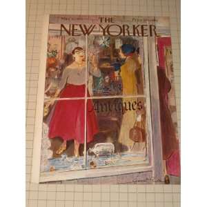  1951 The New Yorker Magazine Cover Antiques Shop Window 