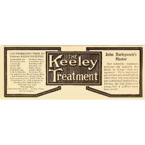  1914 Vintage Ad Keeley Treatment Alcoholism Drug Cure 