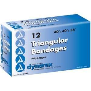  Dynarex 12 Triangular Bandage 40x40x56, 12 Count Health 