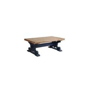  Wood & MDF Trestle Coffee Table  Blue w/ Natural Top