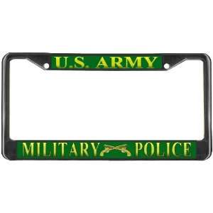 US UNITED STATES ARMY MILITARY POLICE Black Metal License Plate Frame 