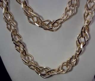 VTG Signed 54 LONG Thick Diamond Link Gold Rope Chain Single Strand 