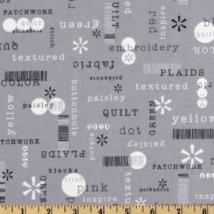  44 Wide Word Play Barcodes Grey Fabric By The Yard Arts 