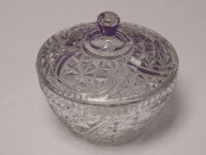 Vintage EAPG Covered Candy Dish   Triangle Pattern  