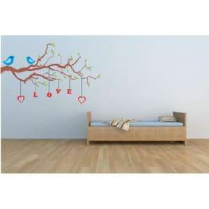  Removable Wall Decals  Bird in Tree with Love Hanging 