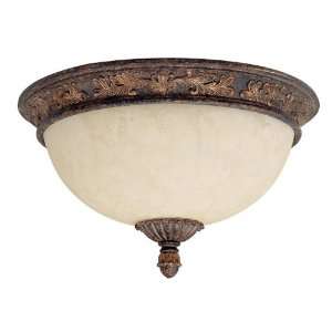   Forrest Lake 3 Light Flush Mount in Gilded Umber with Rust Scavo glass