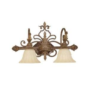   275 Seville 2 Light Vanity Fixture, Gilded Umber with Rust Scavo Glass