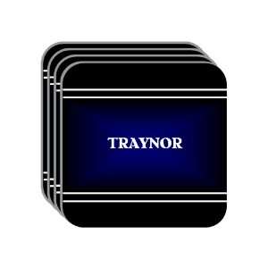 Personal Name Gift   TRAYNOR Set of 4 Mini Mousepad Coasters (black 