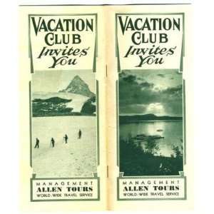   1931 Allen Tours Vacation Club Travel Booklet 