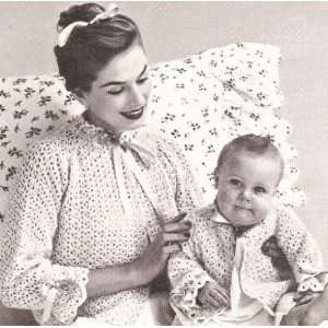 Vintage Crochet PATTERN to make   Mom & Baby Bed Jacket Sweater Baby 