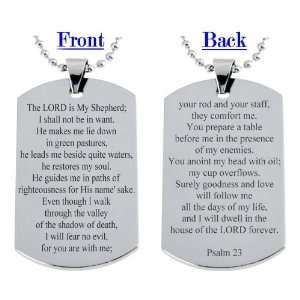 Psalm 23 Valley of Death Bible Dogtag Necklace W/chain and Giftbox