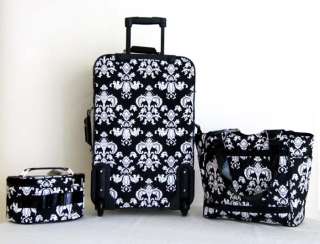 Carry On 3 Piece Travel Set Bag Rolling Wheel Luggage Beauty Case 