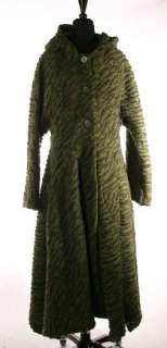TRANSPARENTE Green and Grey Hooded Long Coat OSFA  