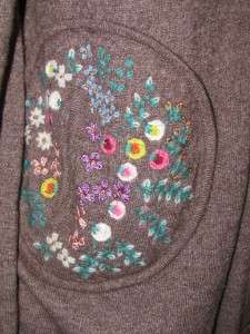 ANTHROPOLOGIE SLEEPING ON SNOW AUTUMNS SONG EMBROIDERED CARDIGAN SZ S 