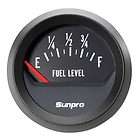 Sunpro Analog StyleLine Electrical Fuel Level Gauge 2 Dia Black Face 
