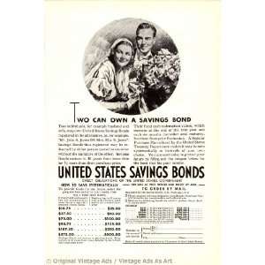   Savings Bonds Two can own a savings bond Vintage Ad